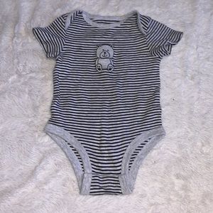 (3 for $10) rococo 12 month gray striped bear bodysuit